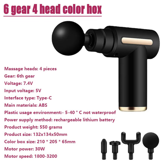 Portable Massage Gun Deep Tissue Muscle Electric Massager Pain Relief for Body Neck Back Relaxation Fitness Slimming